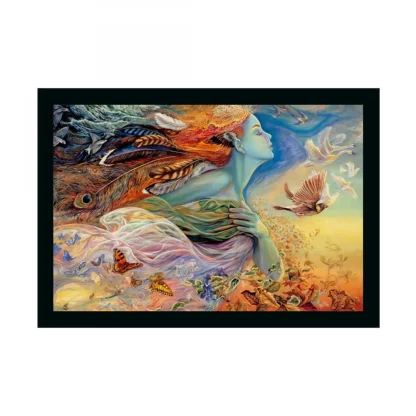 Modern Art Painting with Synthetic Photo Frame (Multicolor)