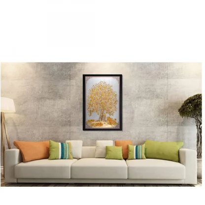 Tree Modern Art Painting with Synthetic Photo Frame (Multicolor) - Image 2