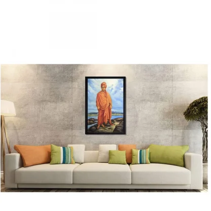 Swami Vivekanand Painting Painting with Synthetic Photo Frame (Multicolor) - Image 2