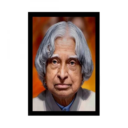 A P J Abdul Kalam Painting with Synthetic Photo Frame (Multicolor)