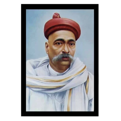 Bal Gangadhar Tilak Painting with Synthetic Photo Frame (Multicolor)