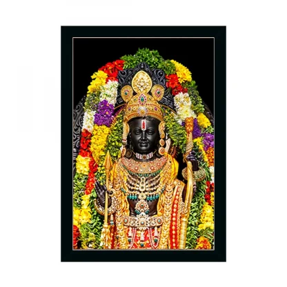 Ayodhya ram lalla Painting with Synthetic Photo Frame (Multicolor)