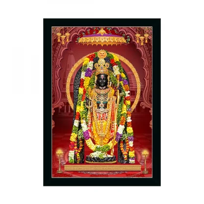 Ayodhya ram lalla Painting with Synthetic Photo Frame (Multicolor)