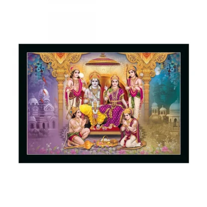 Ayodhya Ram Mandir Painting with Synthetic Photo Frame (Multicolor)