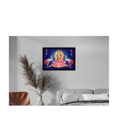 Maa Laxmi Painting with Synthetic Photo Frame (Multicolor) - Image 2