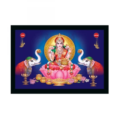 Maa Laxmi Painting with Synthetic Photo Frame (Multicolor)