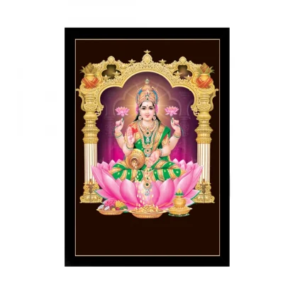 Maa Laxmi Painting with Synthetic Photo Frame (Multicolor)