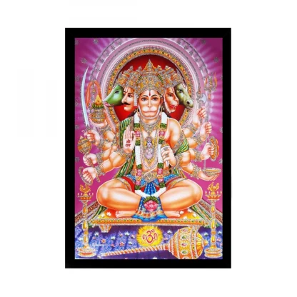 Lord Hanuman Ji Painting with Synthetic Photo Frame (Multicolor)