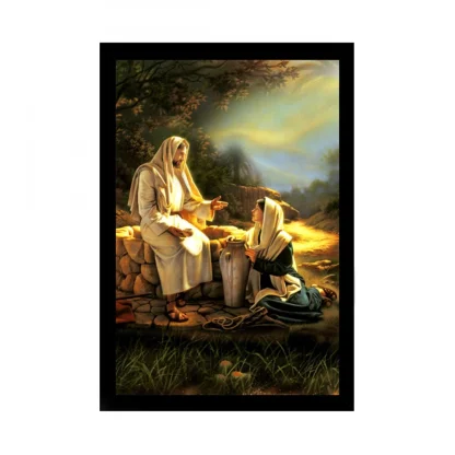 Jesus Christ Painting with Synthetic Photo Frame (Multicolor)