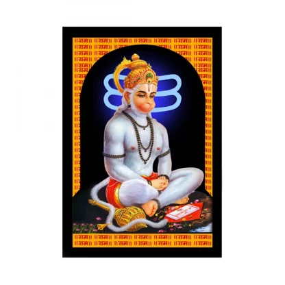 Lord Hanuman Ji Painting with Synthetic Photo Frame (Multicolor)