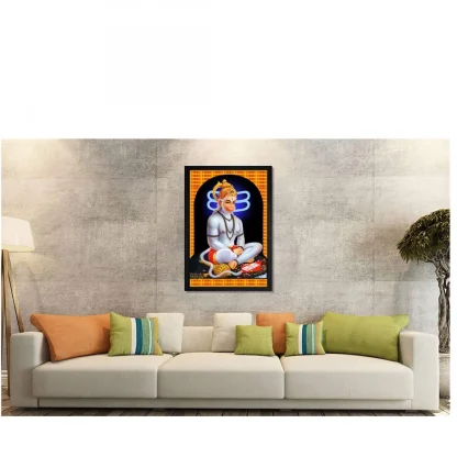 Lord Hanuman Ji Painting with Synthetic Photo Frame (Multicolor) - Image 2