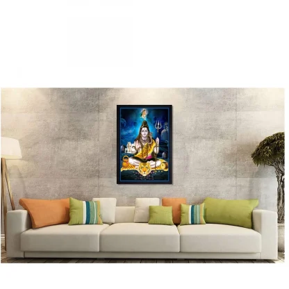 Lord Shiva Painting with Synthetic Photo Frame (Multicolor) - Image 2