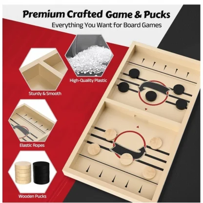 Wood Hockey Table Board Games (Wood Color) - Image 3