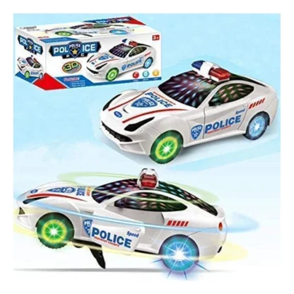 Plastic  Fun Flashing Lights In The Wheels And Realistic Sounds With Sirens Police Car Toy For Kids (White) - Image 6