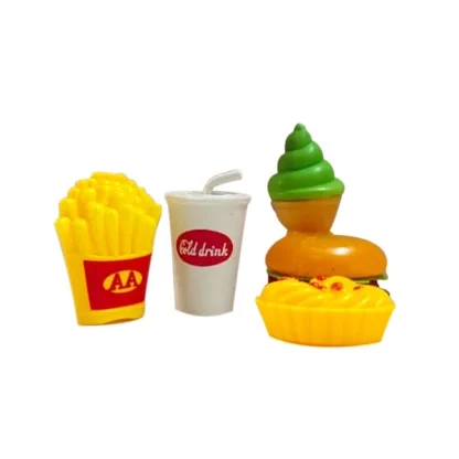 Plastic Doll Set With Fast Food Accessories (Yellow) - Image 3