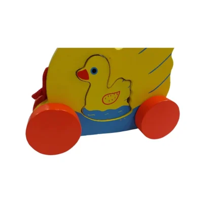 Wooden Toddlers Duck Pull Toy For Babies (Multicolor) - Image 4