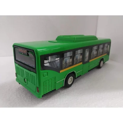 Plastic 6 Wheels Pull Back Action Low Floor Bus (Green) - Image 3