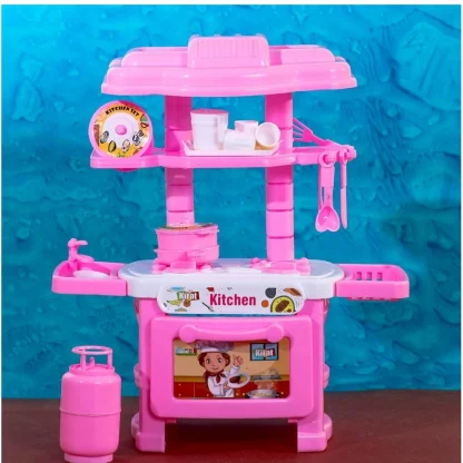 Plastic Kitchen Set For Girl And Boys 32 Pieces Little Chef Cooking Pretend Play Set Toy (Pink) - Image 4