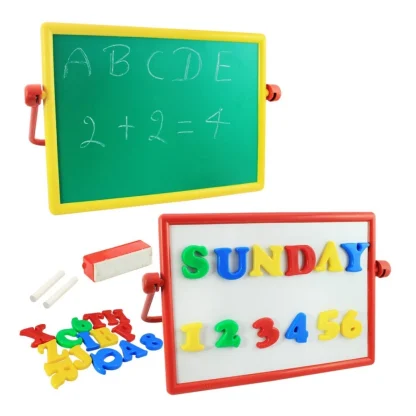 Plastic 2 In 1 Magnetic Alphabets  Numbers Comem Writing Board For Kids (Multicolor) - Image 2