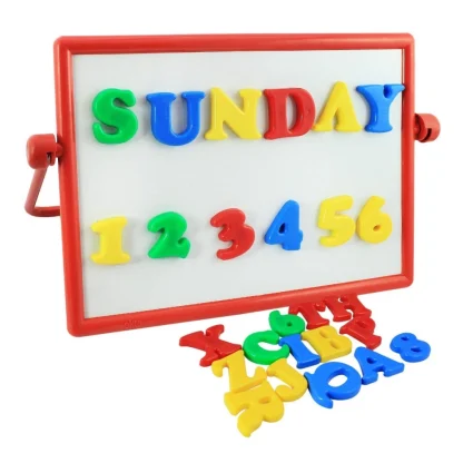 Plastic 2 In 1 Magnetic Alphabets  Numbers Comem Writing Board For Kids (Multicolor) - Image 3