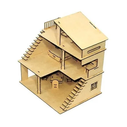 Wooden Dollhouse For Furniture Made By (Wood Color) - Image 2