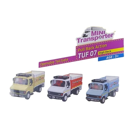 Plastic Pull Back Action 407 Mini Transporter Truck With Openable Tail Gate Toy For Kids  (Assorted) - Image 4