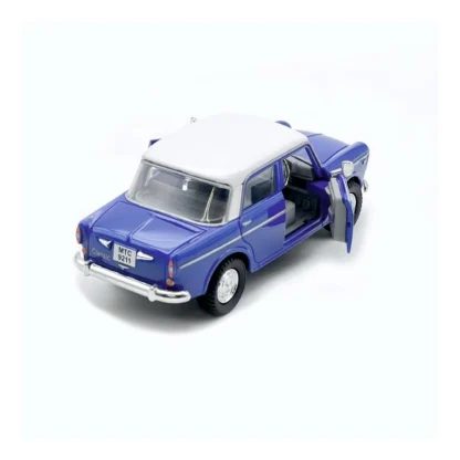 Plastic Old Model Fiat Openable Doors Pull Back Action Collectible Car For Kids (Blue) - Image 2