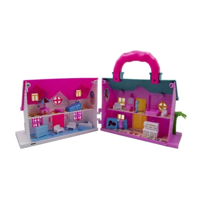 Plastic Dollhouse For Girls 2 Room Set (Pink) - Image 3