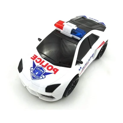 Plastic  Fun Flashing Lights In The Wheels And Realistic Sounds With Sirens Police Car Toy For Kids (White) - Image 4