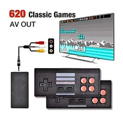 Plastic Mini Retro Game System BuiltIn 620 Games And 2 Controllers (Black) - Image 4