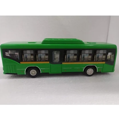 Plastic 6 Wheels Pull Back Action Low Floor Bus (Green) - Image 2