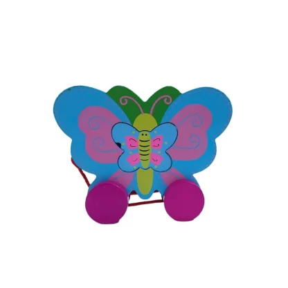 Wooden Frog And Butterfly Pull Back Action Toy (Multicolor) - Image 5