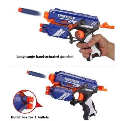 Plastic Blaze Storm Soft Bullet Toy Gun For Boy With 10 Safe Soft Foam Bullet Shooting Gun (Blue) - Image 4