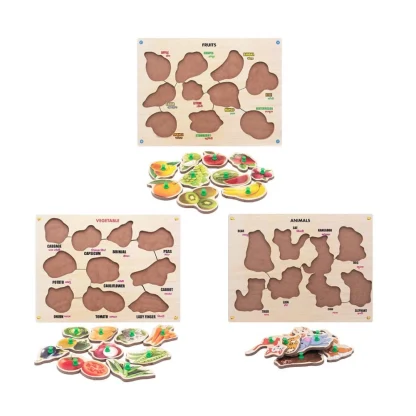 Wooden Educational Learning Toy Puzzle Board Vegetables (Wood Color) - Image 2