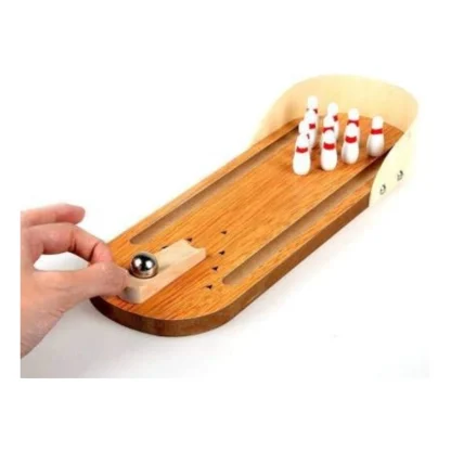 Wood  Mini Fun Wooden Bowling Game (Wood Color) - Image 3