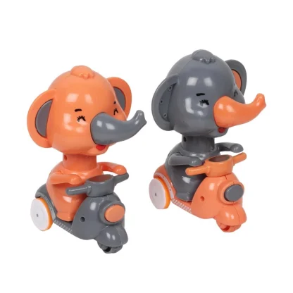 Plastic Elephant Push And Go Friction Toy For Kids (Orange) - Image 4