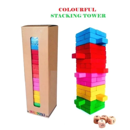 Wood Wooden Building Blocks Game 48 Pcs Set (Assorted) - Image 3