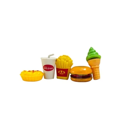 Plastic Doll Set With Fast Food Accessories (Yellow) - Image 4