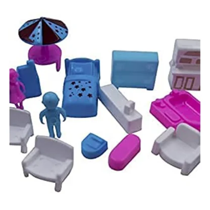 Plastic Dollhouse For Girls With Furniture (Multicolor) - Image 3