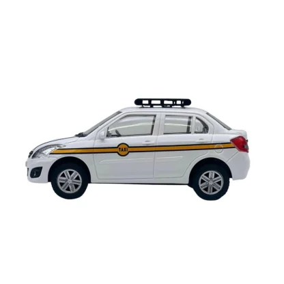 Plastic Ola Uber Swift Taxi Model Car Openable Doors Pull Back Action Collectible Car For Kids (White) - Image 4