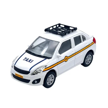 Plastic Ola Uber Swift Taxi Model Car Openable Doors Pull Back Action Collectible Car For Kids (White)