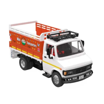 Plastic Pull Back Action 407 Mini Transporter Truck With Openable Tail Gate Toy For Kids  (Assorted)