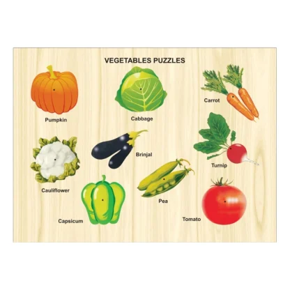 Wooden Educational Learning Toy Puzzle Board Vegetables (Wood Color) - Image 6