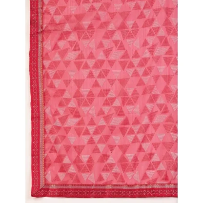 Women's Zomto Printed Saree With Unstitched Blouse (Dark Pink, 5-6 Mtrs) - Image 3