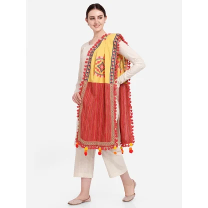 Women's Cotton Embroidered Dupatta (Yellow, Length: 1.5 to 2 Mtr) - Image 3