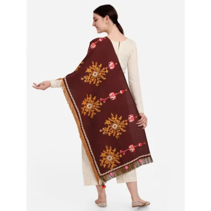 Women's Cotton Embroidered Dupatta (Maroon, Length: 1.5 to 2 Mtr) - Image 6