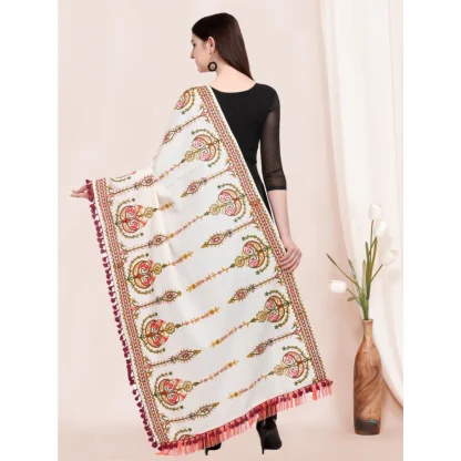 Women's Cotton Embroidered Dupatta (Off White, Length: 0.5 to 1 Mtr) - Image 2