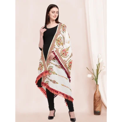 Women's Cotton Embroidered Dupatta (Off White, Length: 0.5 to 1 Mtr) - Image 3