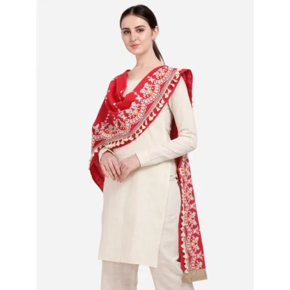 Women's Cotton Embroidered Dupatta (Red, Length: 1.5 to 2 Mtr) - Image 2