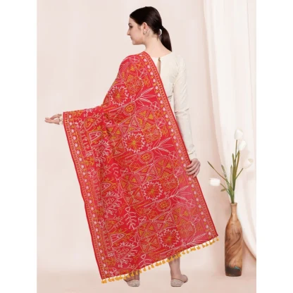 Women's Cotton Embroidered Dupatta (Red, Length: 0.5 to 1 Mtr) - Image 4